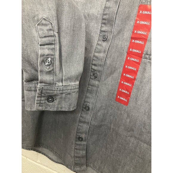 Seven7 Gray Denim Button Up Shirt Cotton Blend Long Sleeve XS & M NWT - Picture 15 of 16